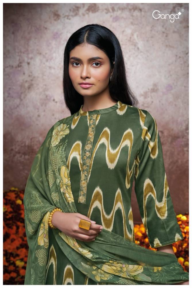 Sallie 2115 By Ganga Heavy Cotton Silk Printed Dress Material Wholesalers In India